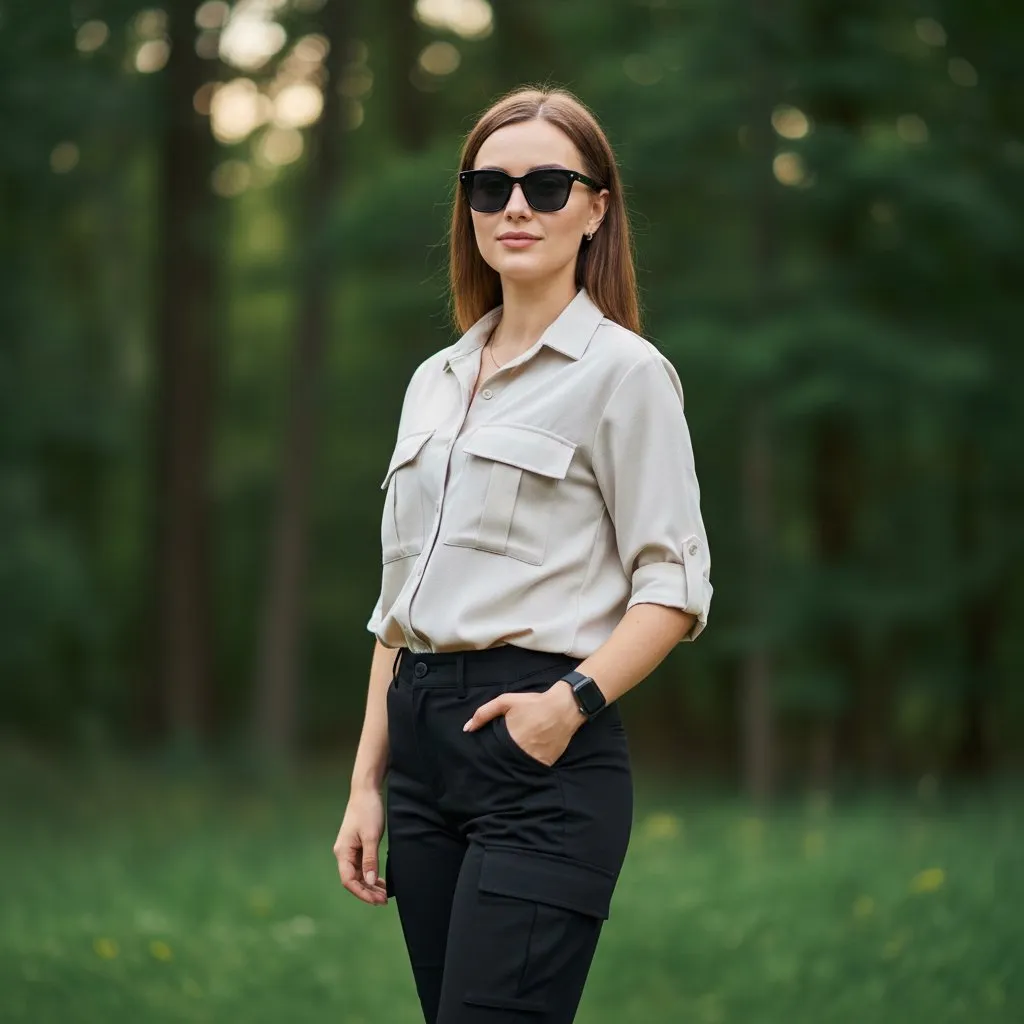Sunglasses On A Confident Outdoor Stroll