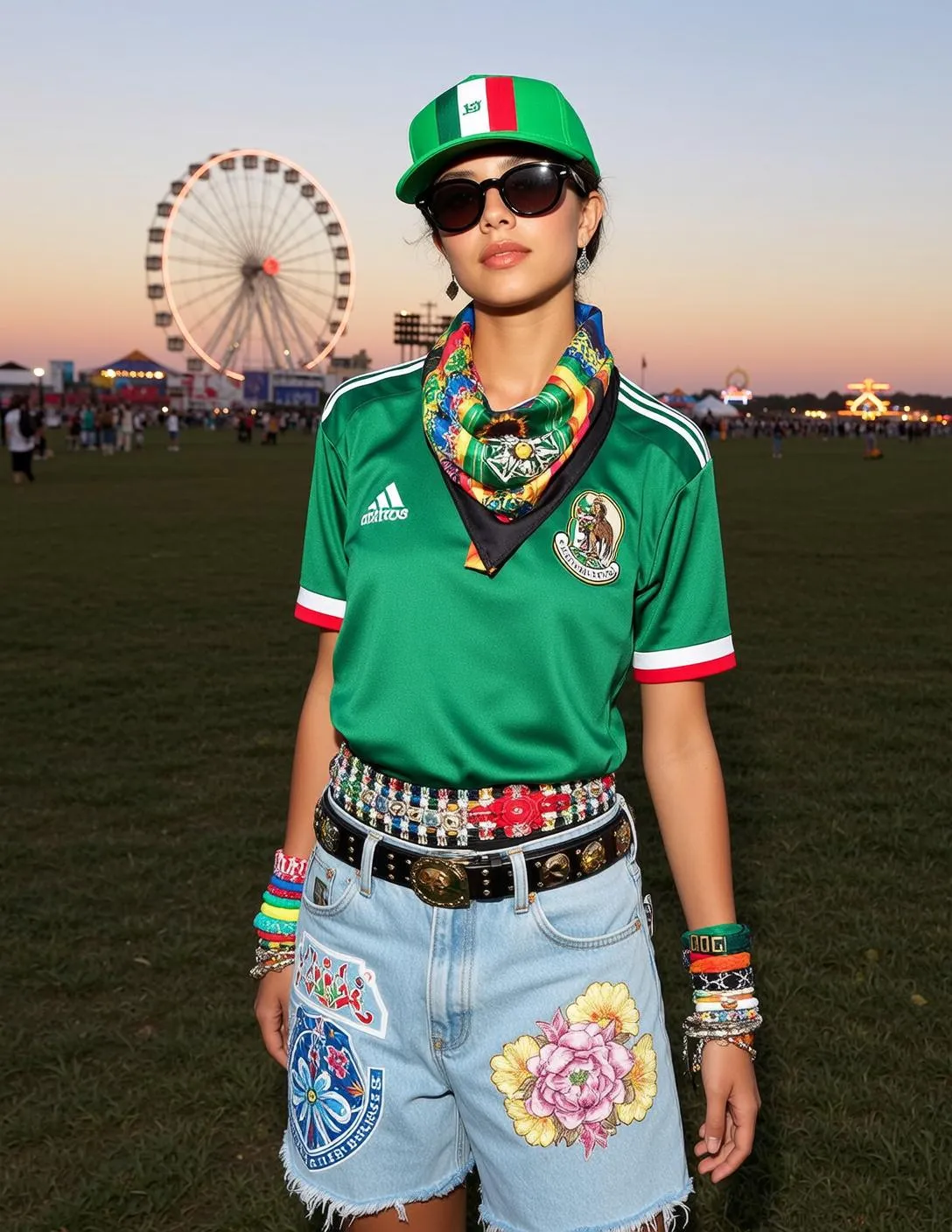Sunglasses And Earrings And Bracelets In Styled Portrait