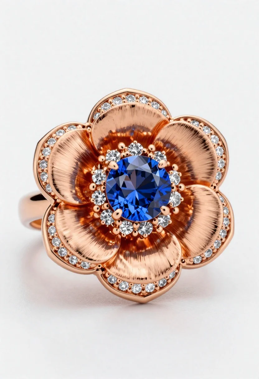 Close-up Macro Shot Exquisite Flower-shaped Ring Soft White Surface With reference photo
