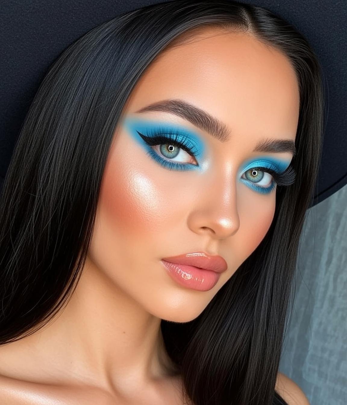 Makeup Close-up Shows Her Head Slightly Tilted