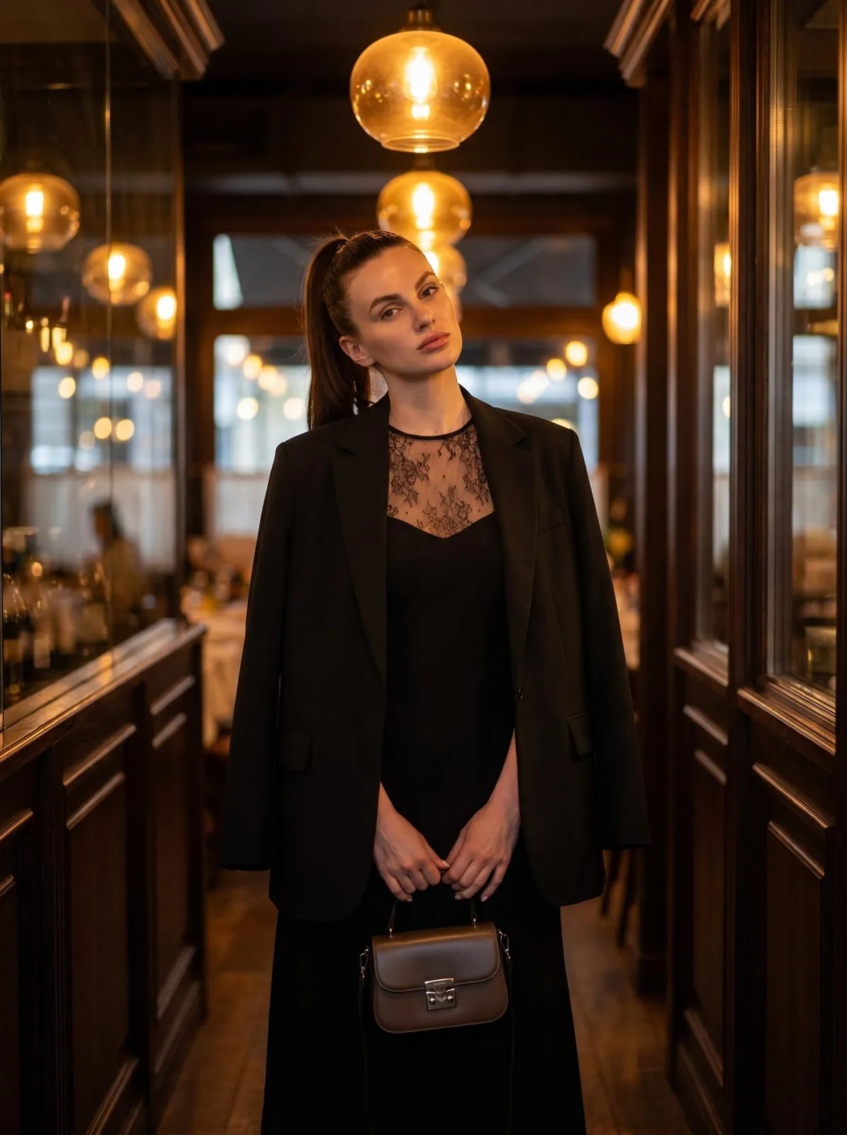 Makeup And Manicure In Restaurant Portrait