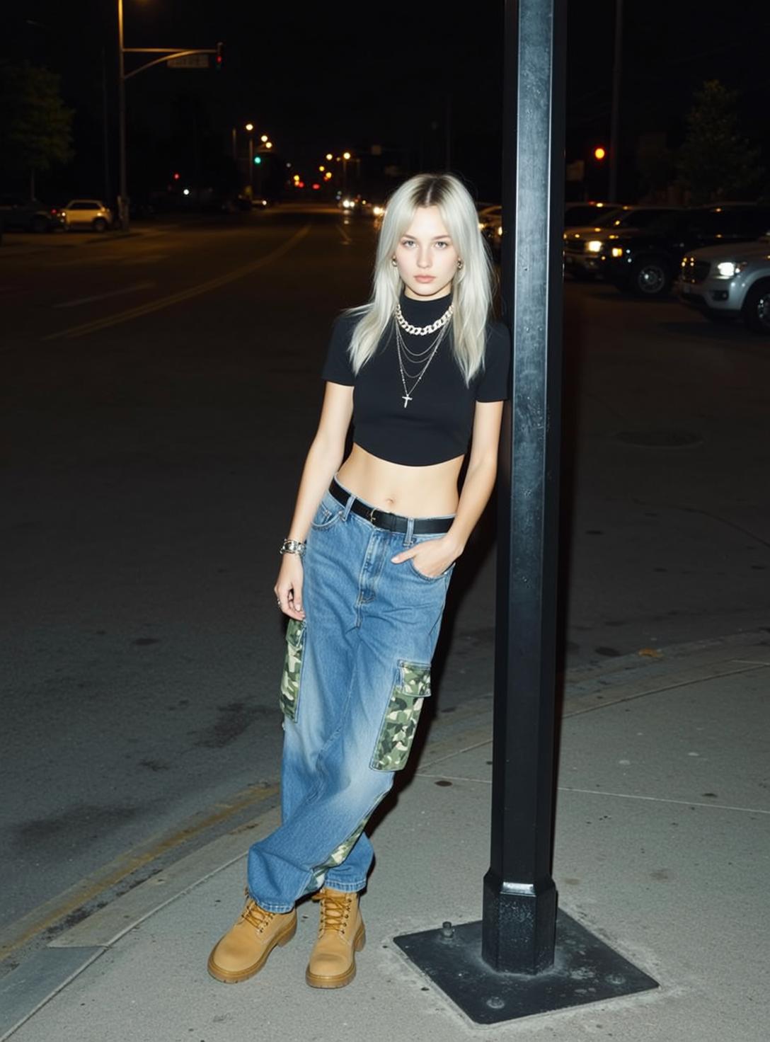 Black Crop Top Cargo Pants