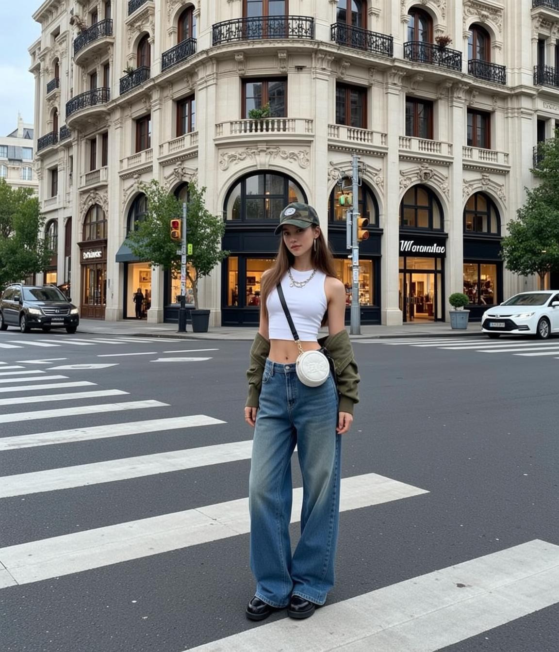 Bomber Jacket Wide Leg Jeans