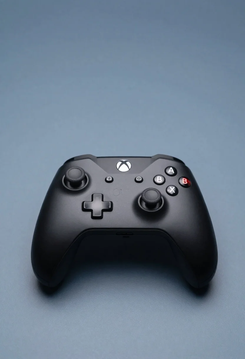 Sleek Black Xbox Controller Rests Smooth Matte Surface Subject Modern