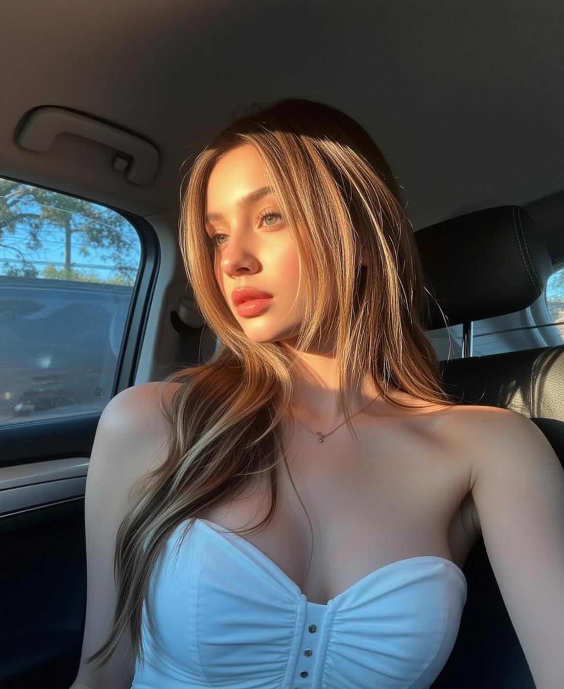 Sitting In Car Golden Hour Sunlight