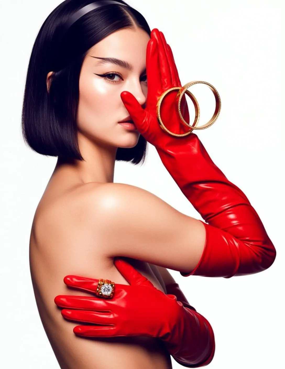 Bracelets And Rings In Studio Portrait