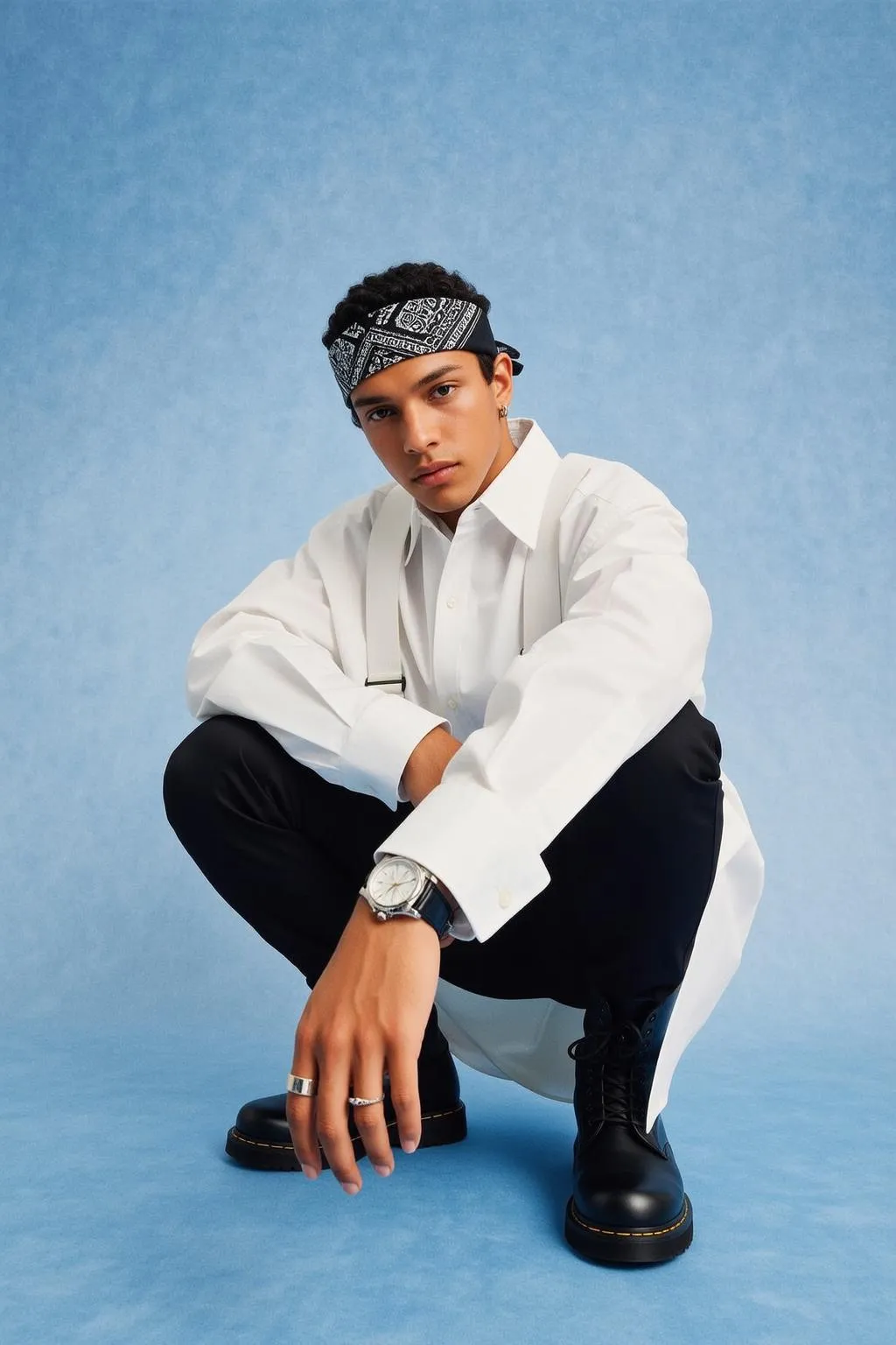 Earrings Rings And Wristwatch In Studio Portrait