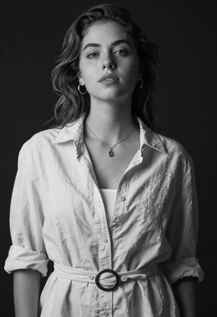 High-key Black And White Studio Portrait Woman With Soft Features