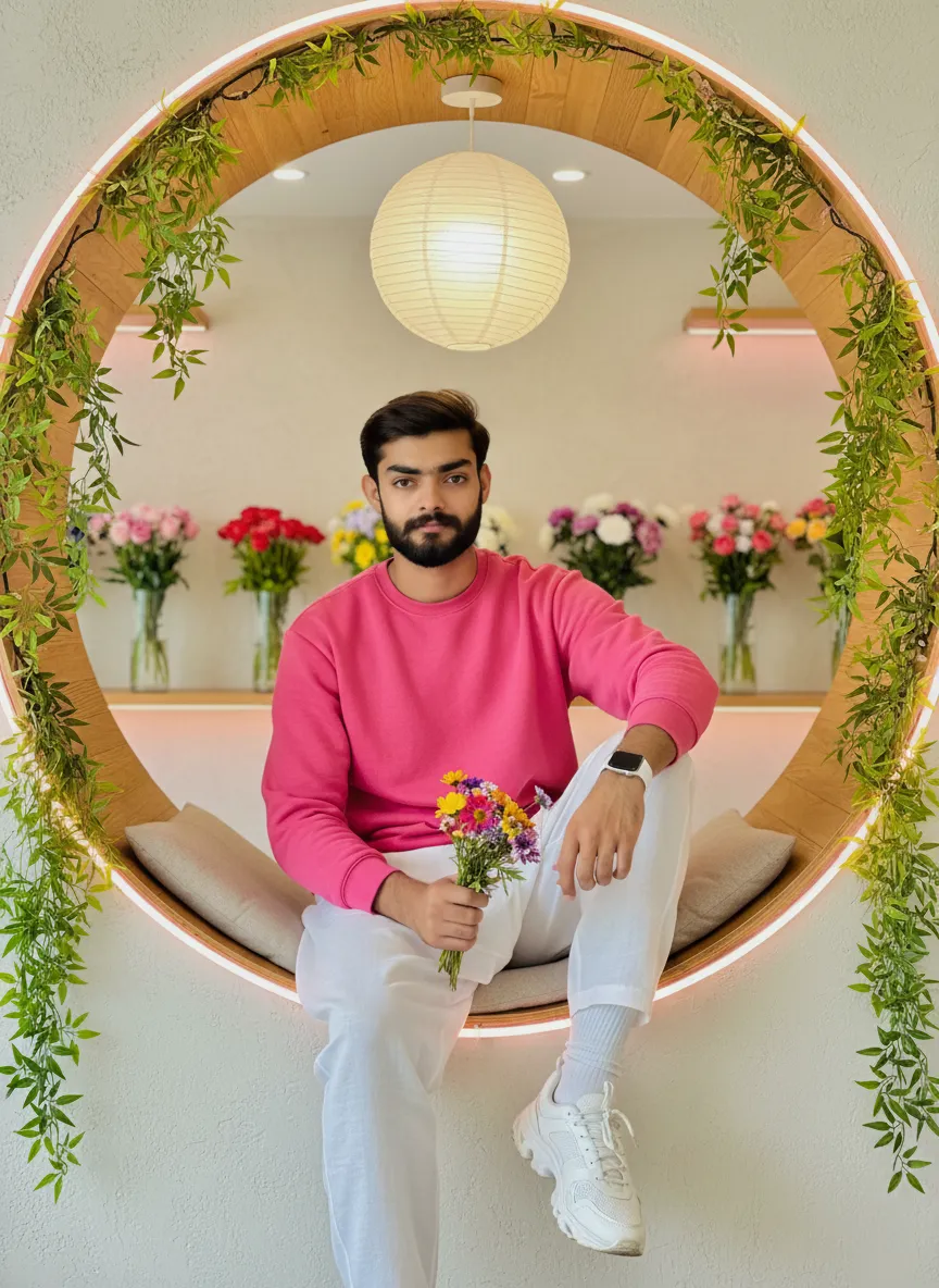 Neon Plant Nook Portrait