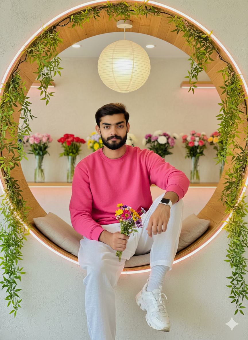 Neon Plant Nook Portrait