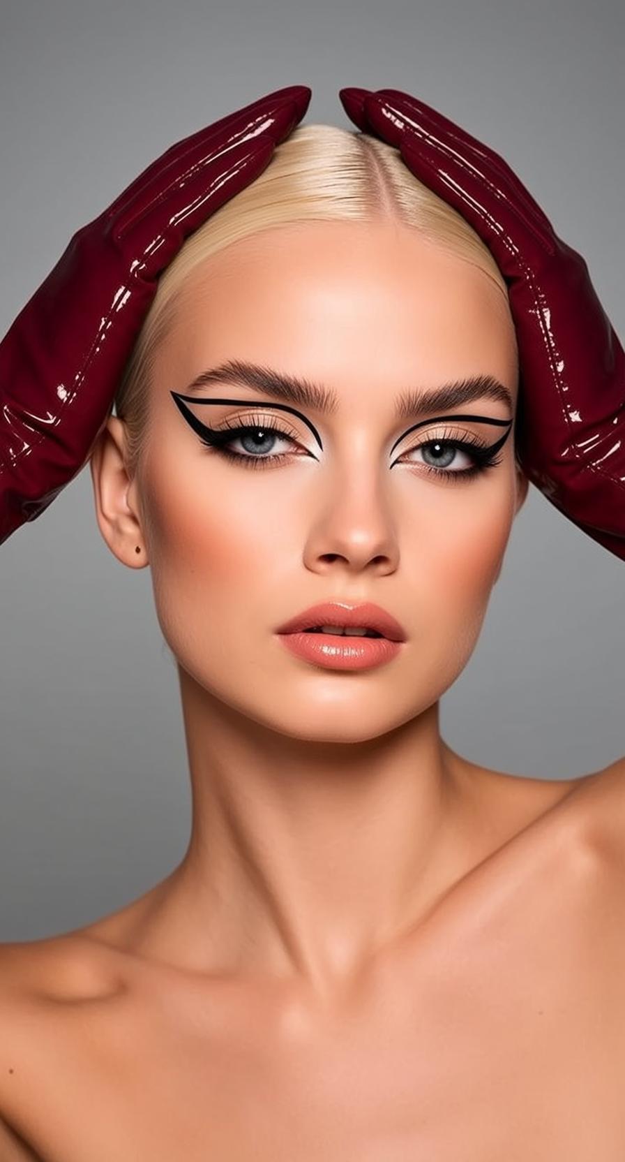 Makeup Close-up Shows Her Hands Covered Glossy