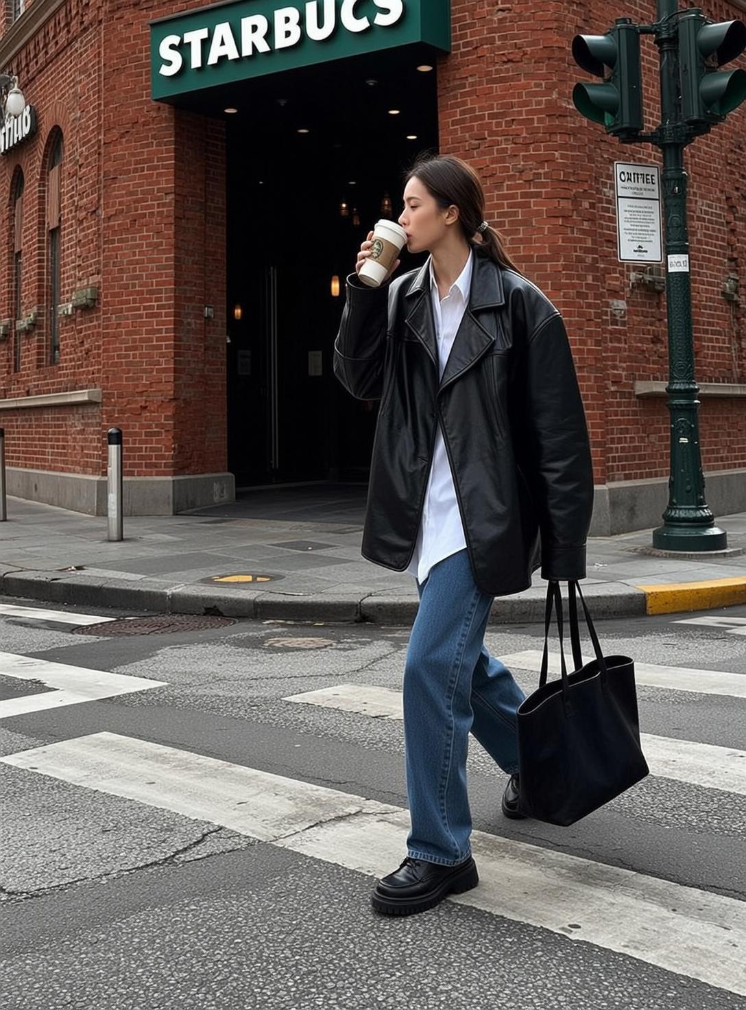 City Crosswalk Coffee Walk