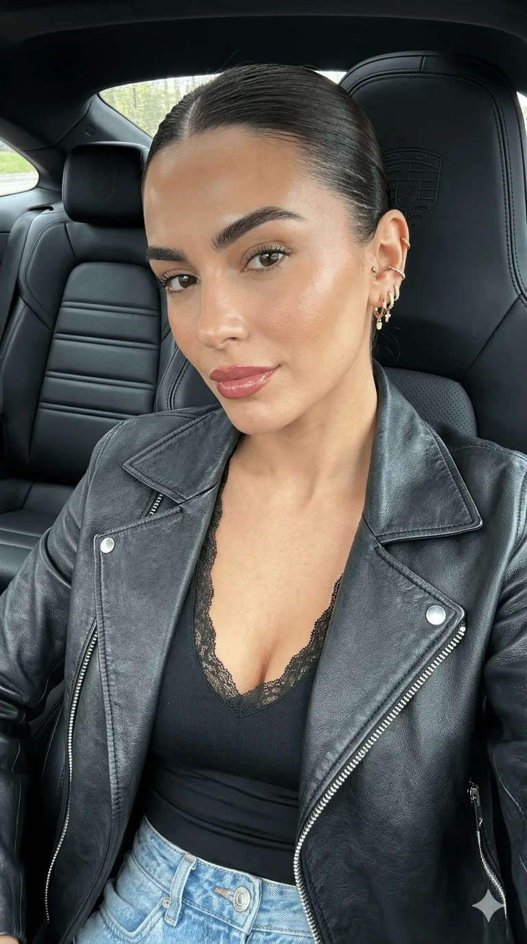 Makeup And Earrings And Necklace In Car Portrait