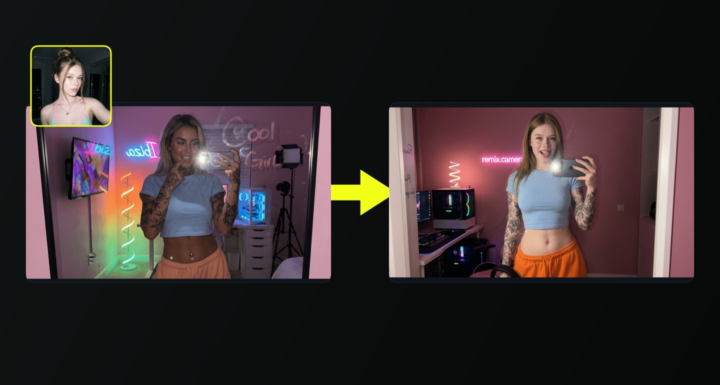 Mila remix walkthrough for Neon Gaming Room Mirror Selfie