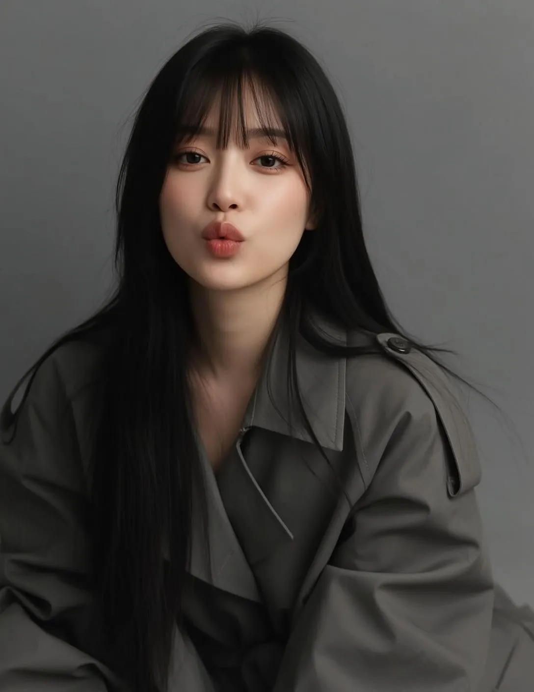Grey Trench Studio Portrait