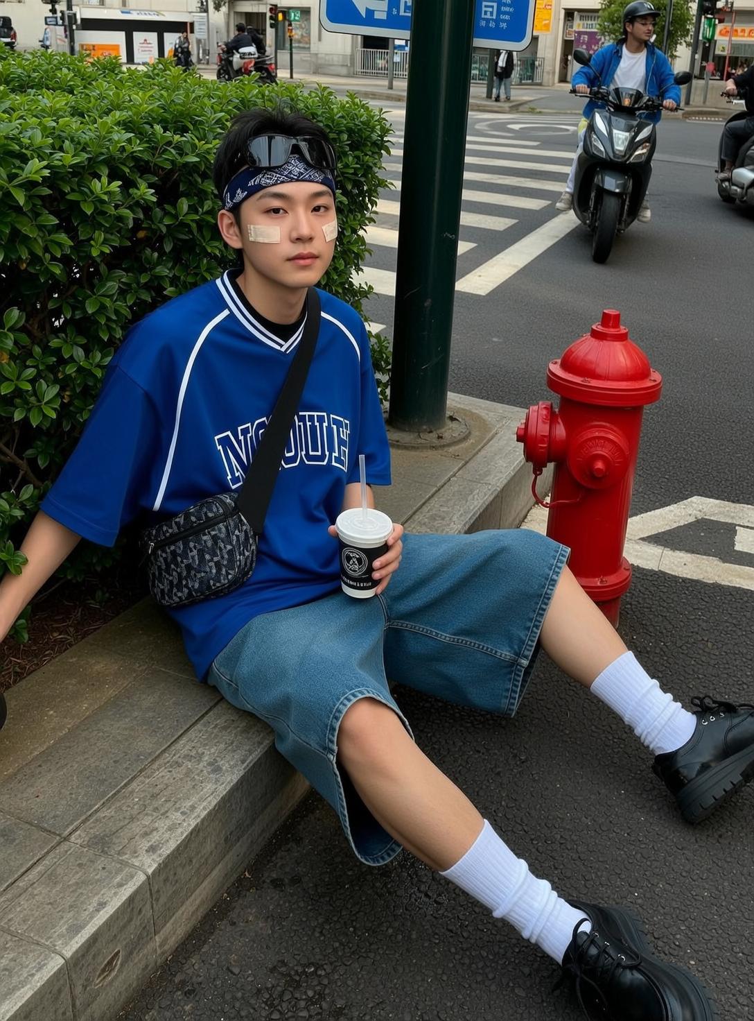Explore Sitting Concrete Curb Legs Extended Slightly