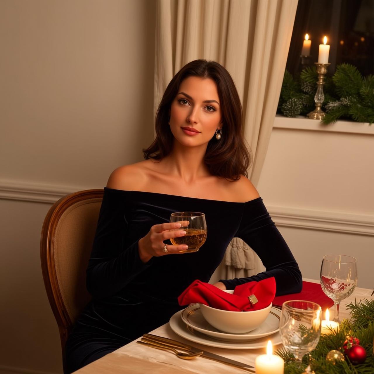 Explore Seated Table Holding Glass Amber Liquid