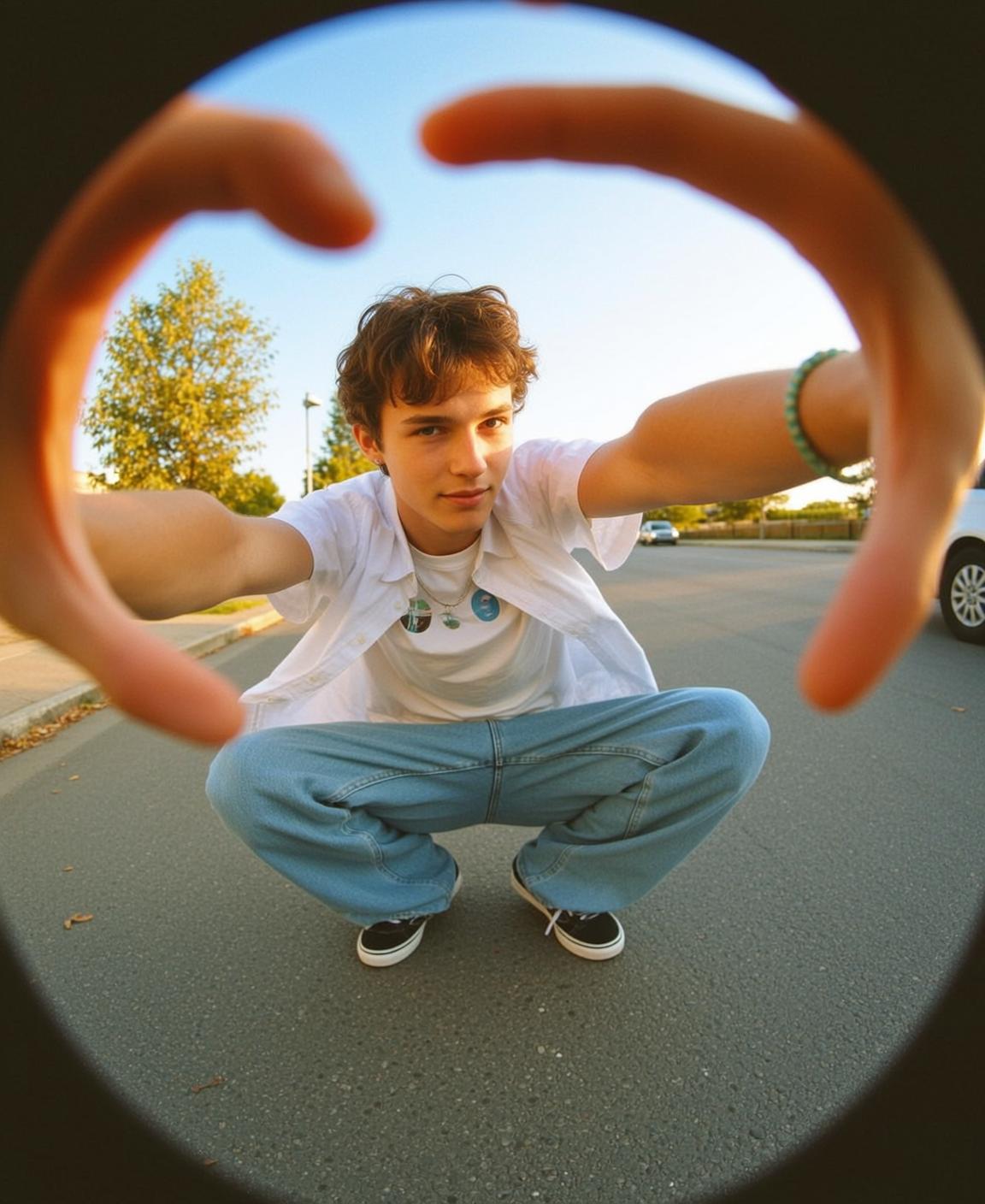Fisheye Young Brown Wavy Light White T-shirt