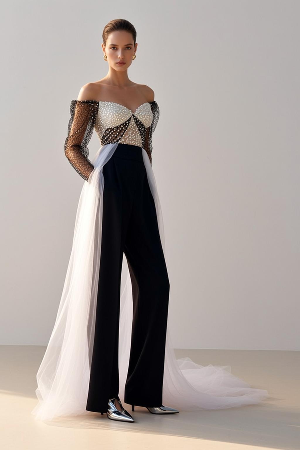 Fashion Week Young Pulled Back Fair Off-the-shoulder