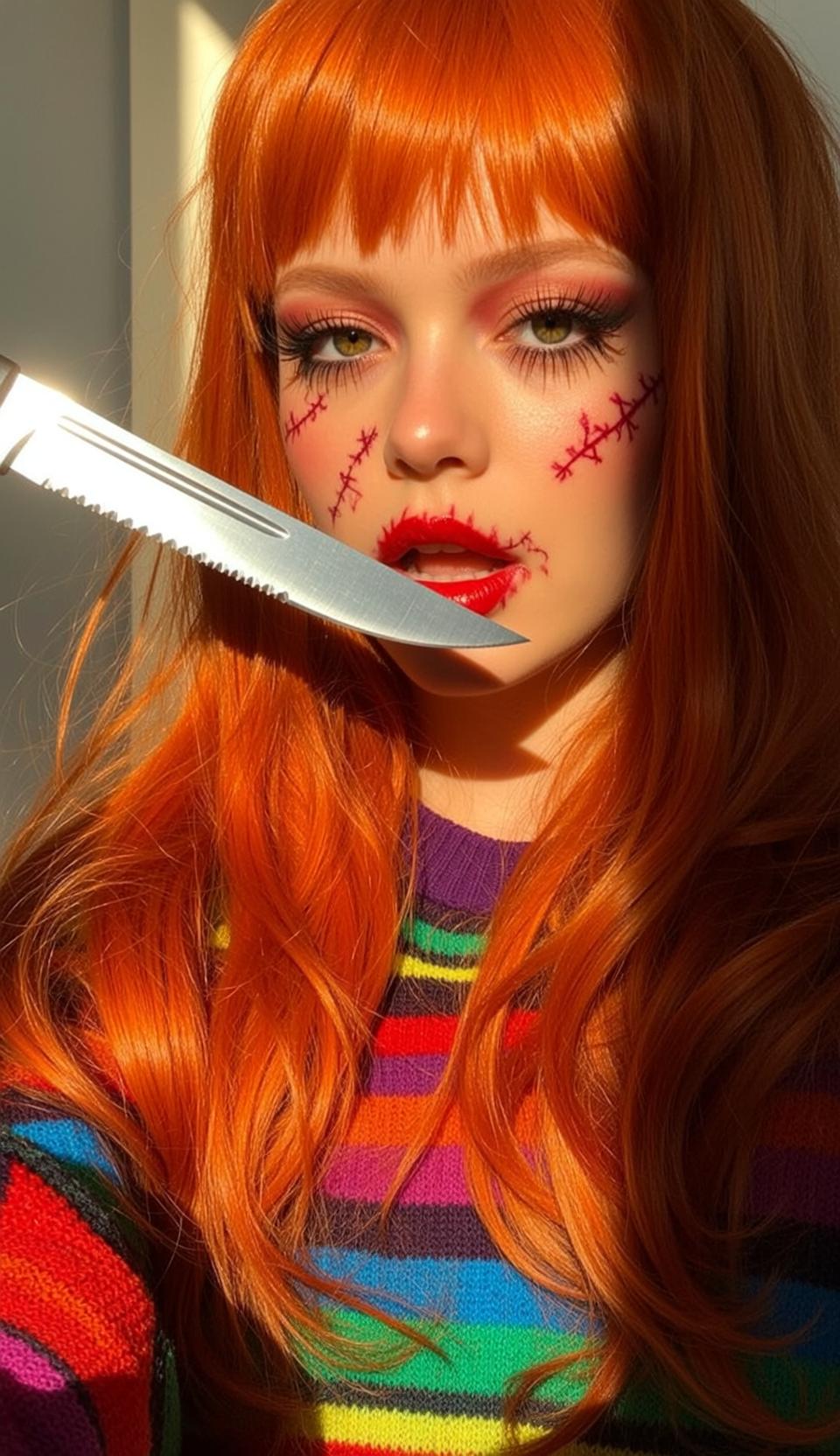 Striped Sweater Knife Pose
