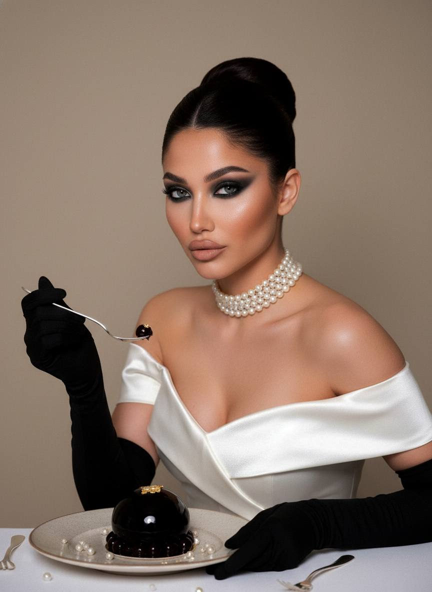 A conceptual portrait exuding Chanel elegance, highlighting refined fashion and style.