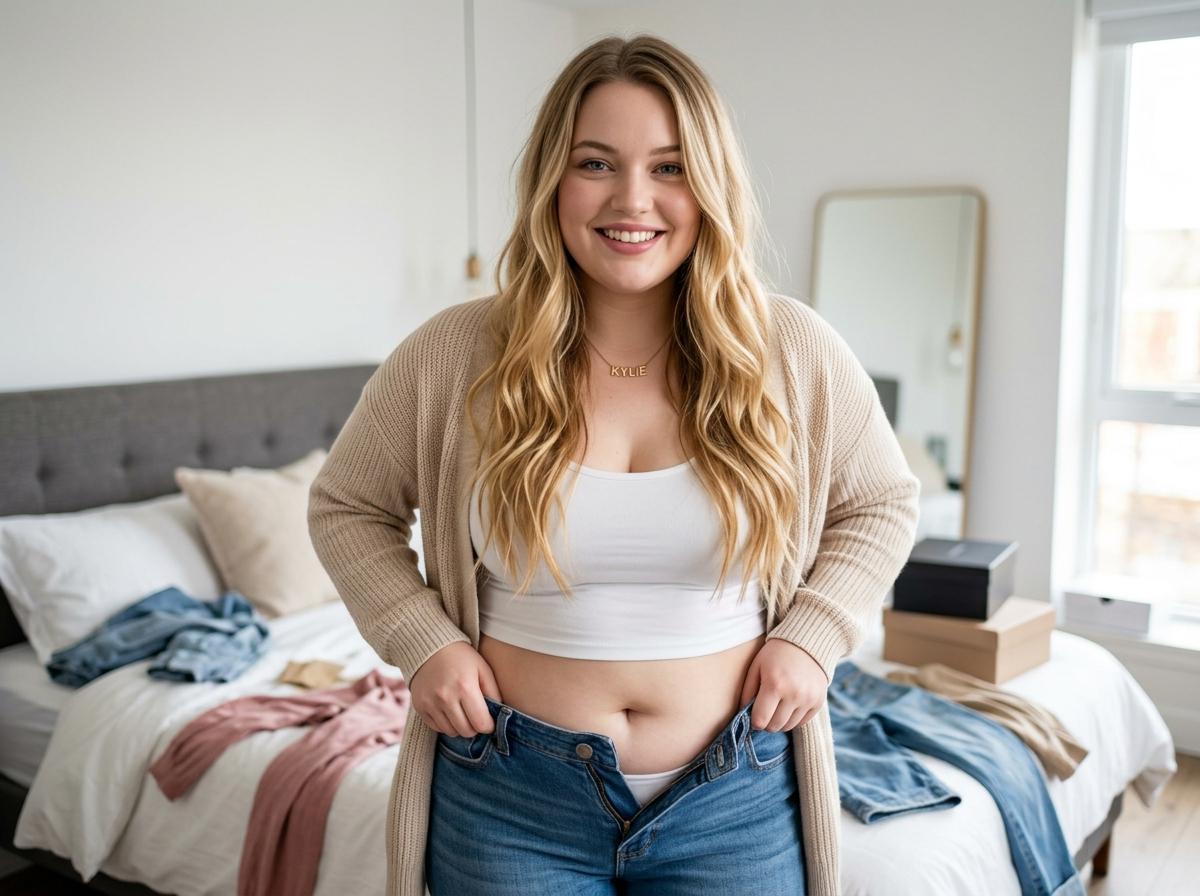 Influencer Try On Haul Young Woman Aesthetic Bedroom