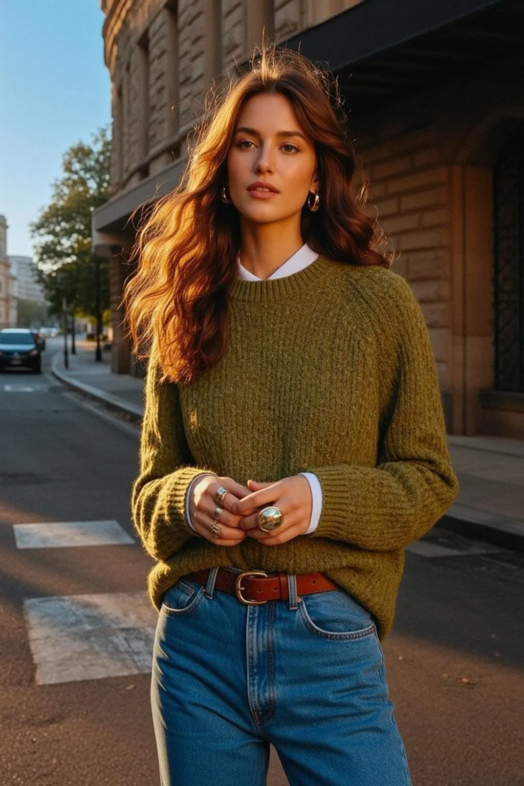 Earrings And Rings In Street Portrait
