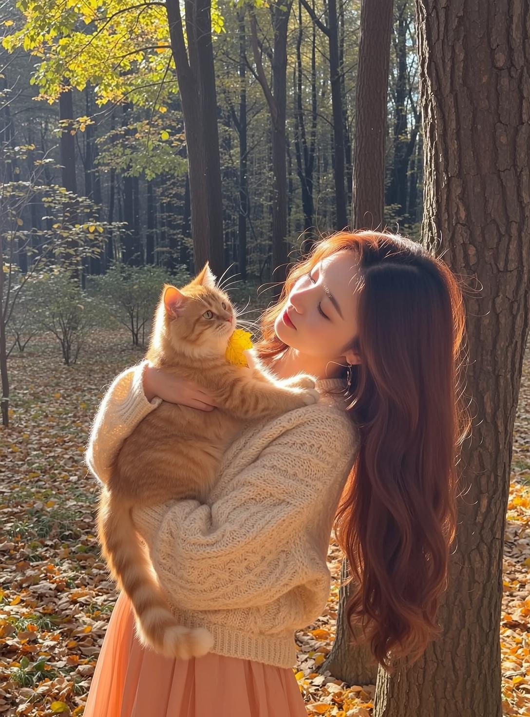 Explore Young Holding Orange Tabby Cat Her