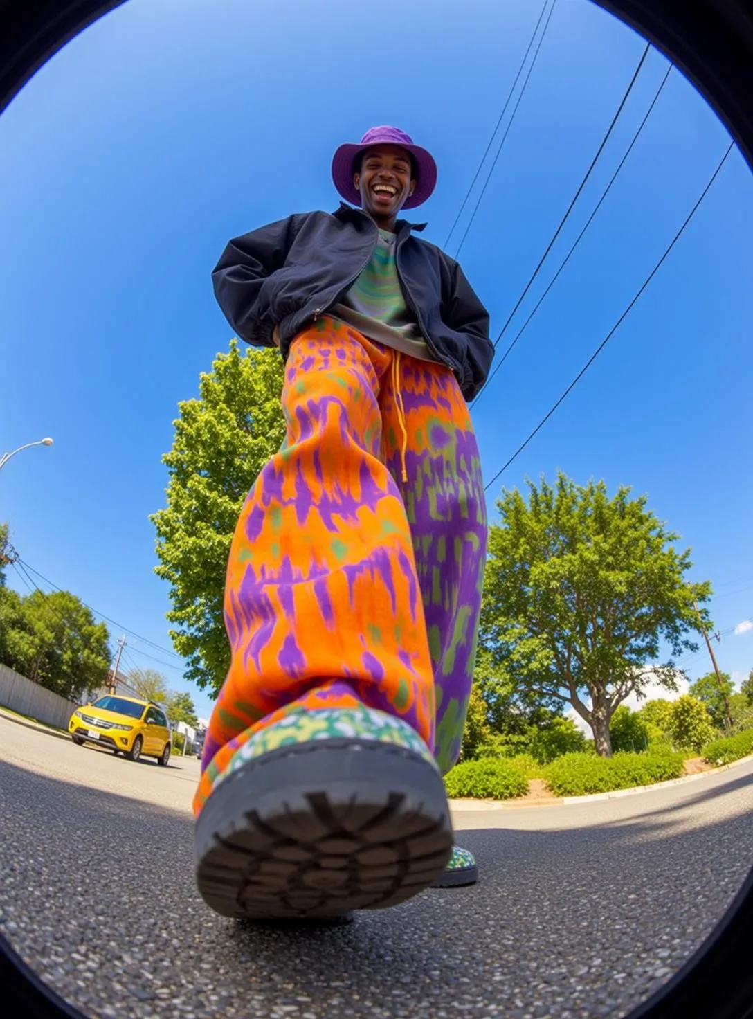 Fisheye Young Short Black Dark Green Tie-dye