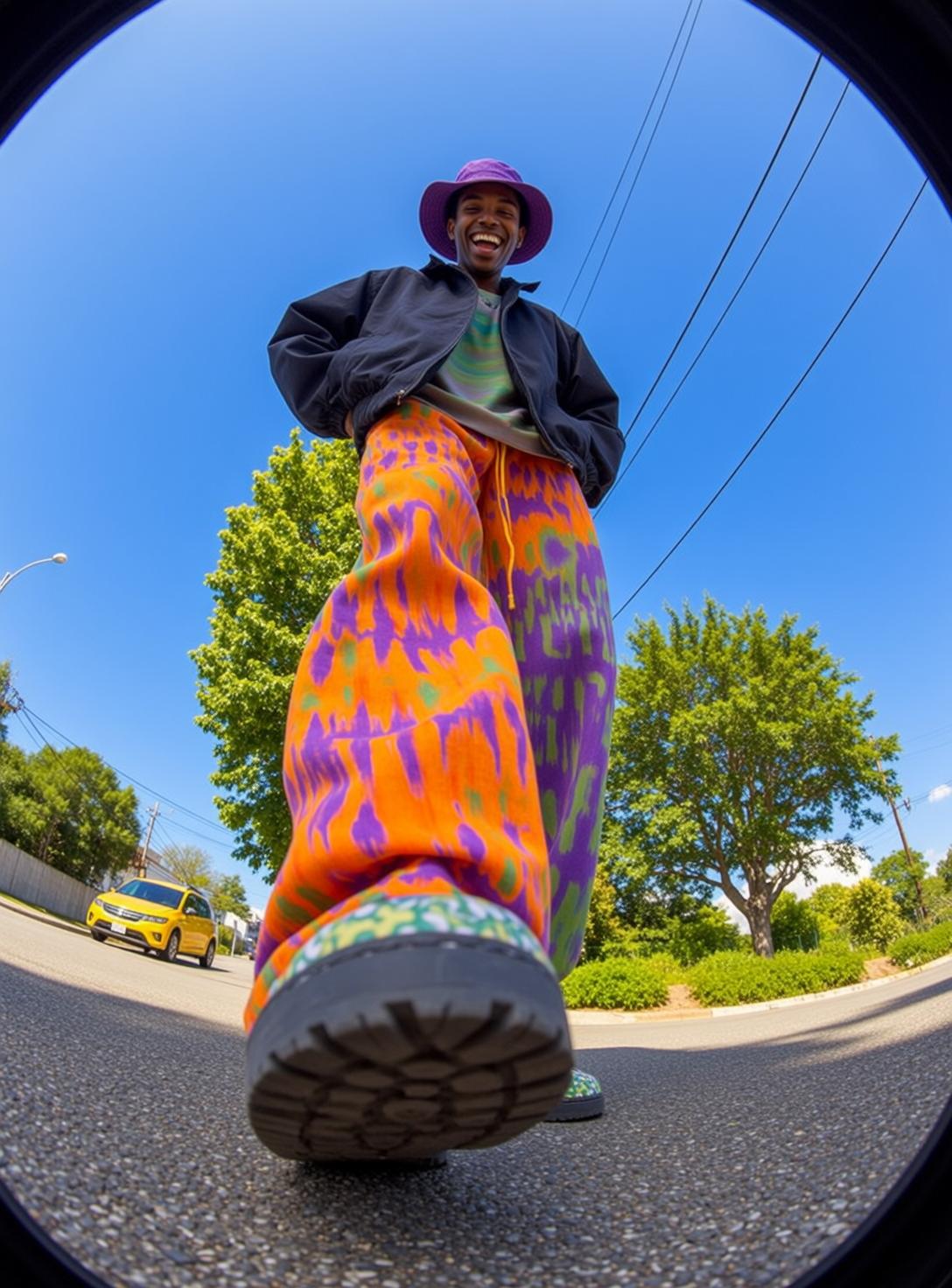 Fisheye Young Short Black Dark Green Tie-dye