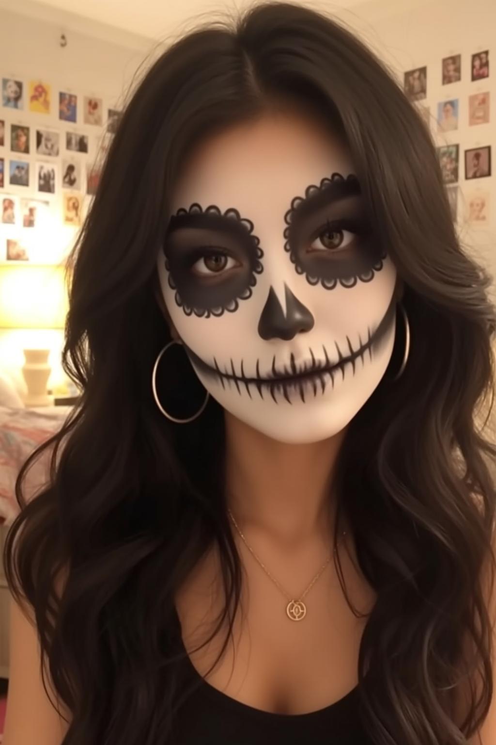 Halloween Makeup Young Intricate Sugar Skull Long
