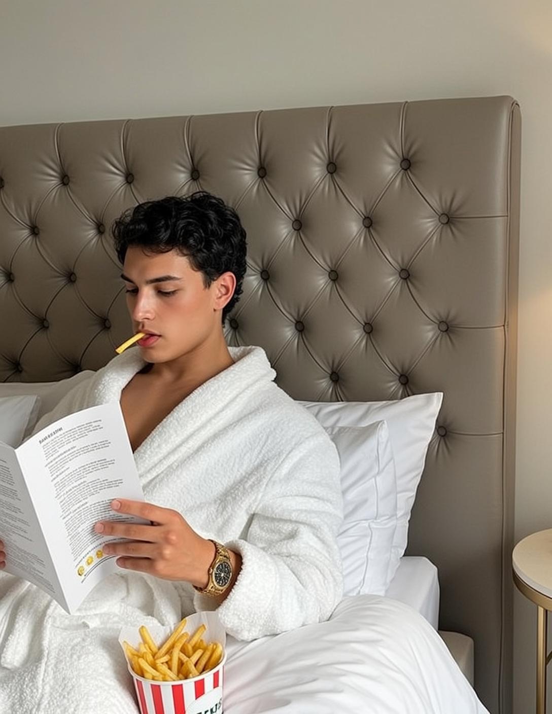 Bathrobe Bedside Fry Portrait