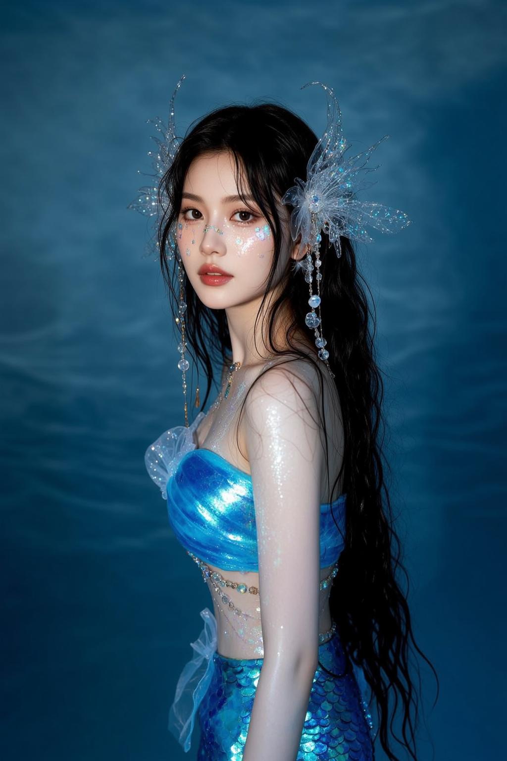 Blue Mermaid Underwater Glow
