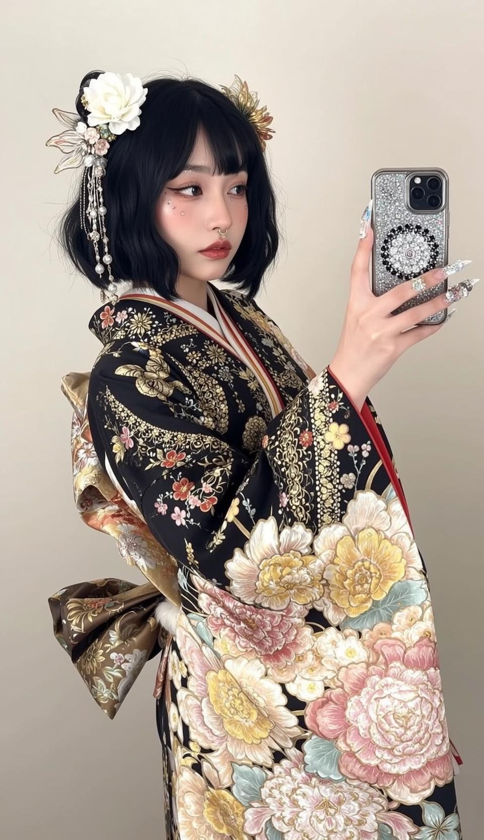 Floral Kimono Selfie