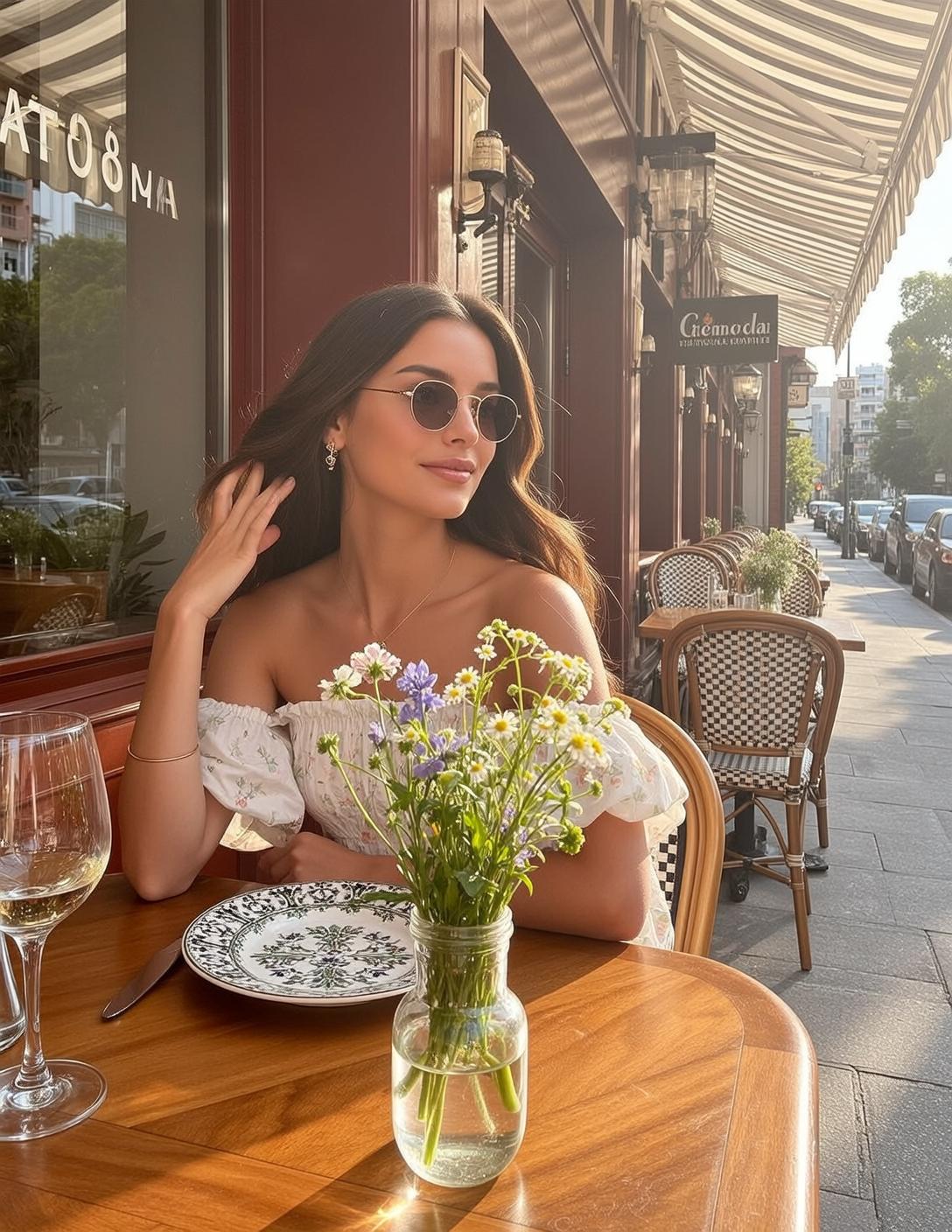 Explore Seated Wooden Table Outdoors Her Body