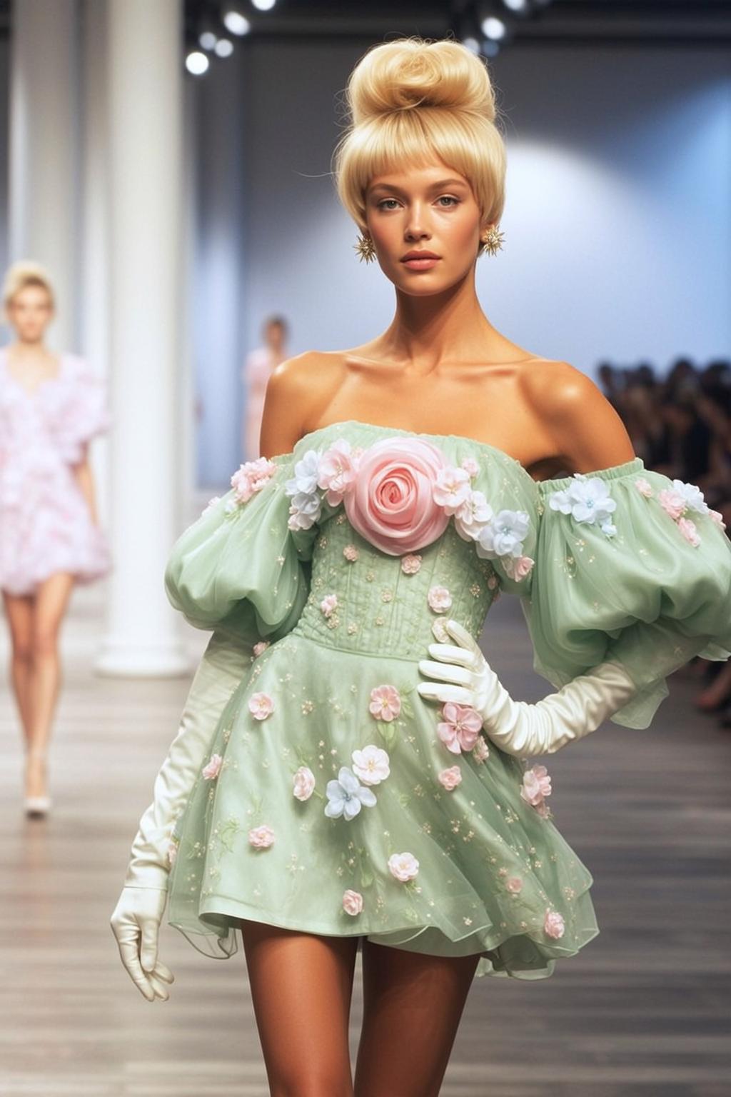Fairycore Young Blonde Updo Bangs Fair Off-the-shoulder