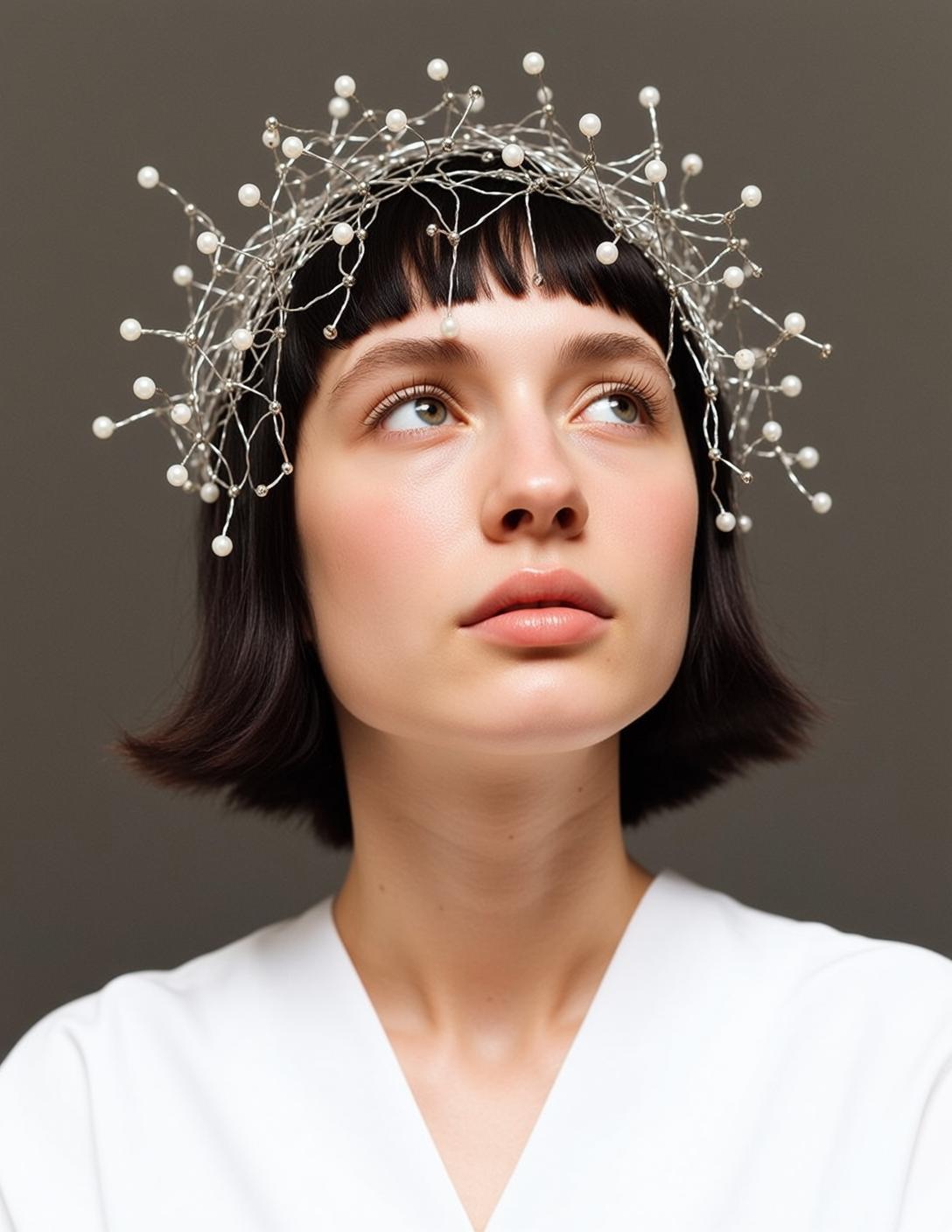 Pearl Crown White V Neck