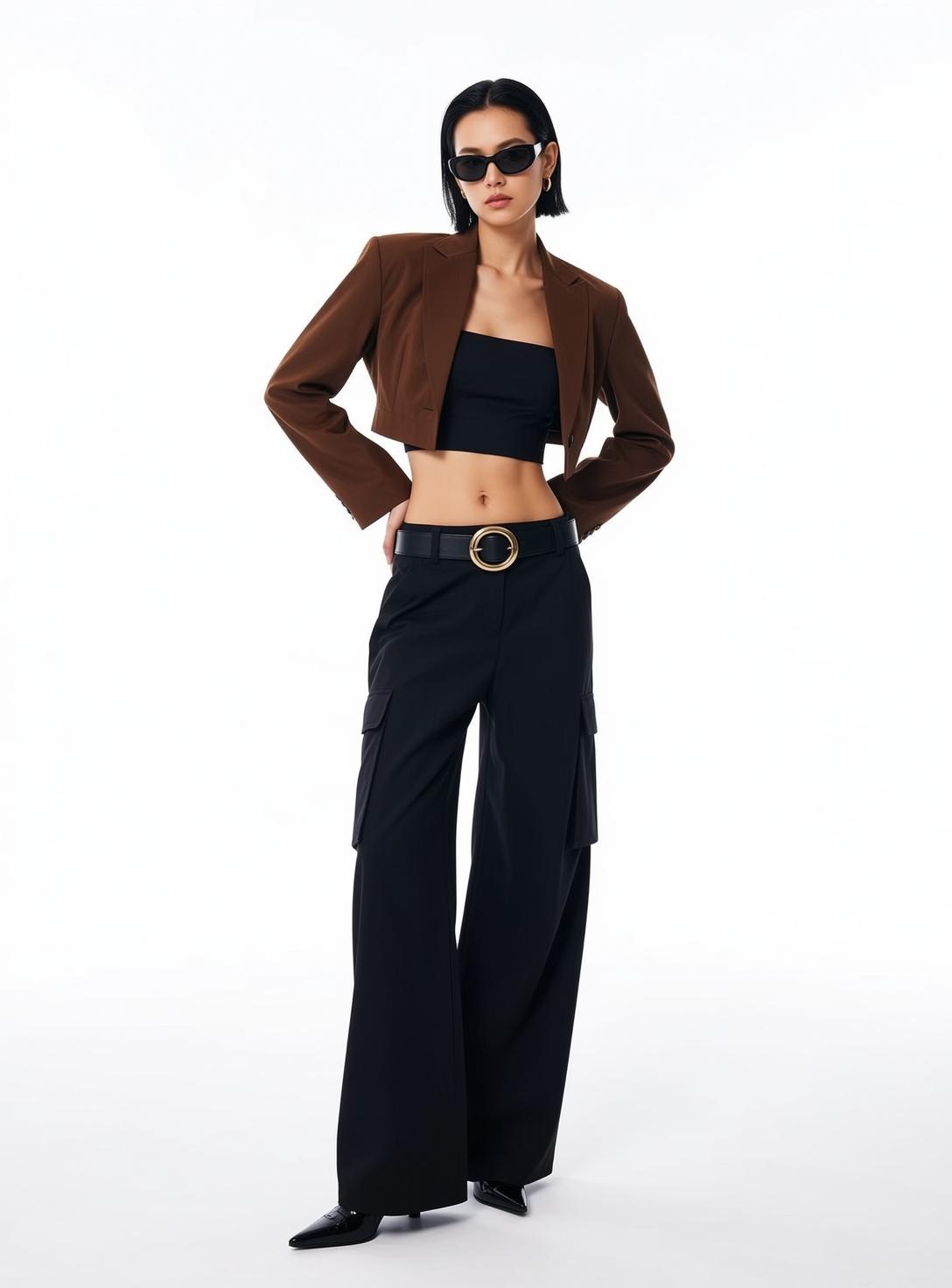 Strapless Crop Top Cargo Pants