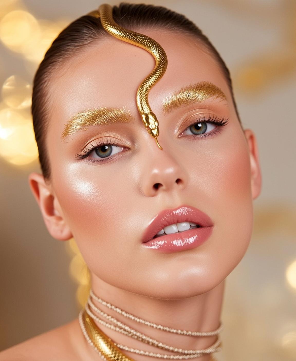 Photorealistic Medium Close-up Portrait Young Woman With Striking Green Eyes
