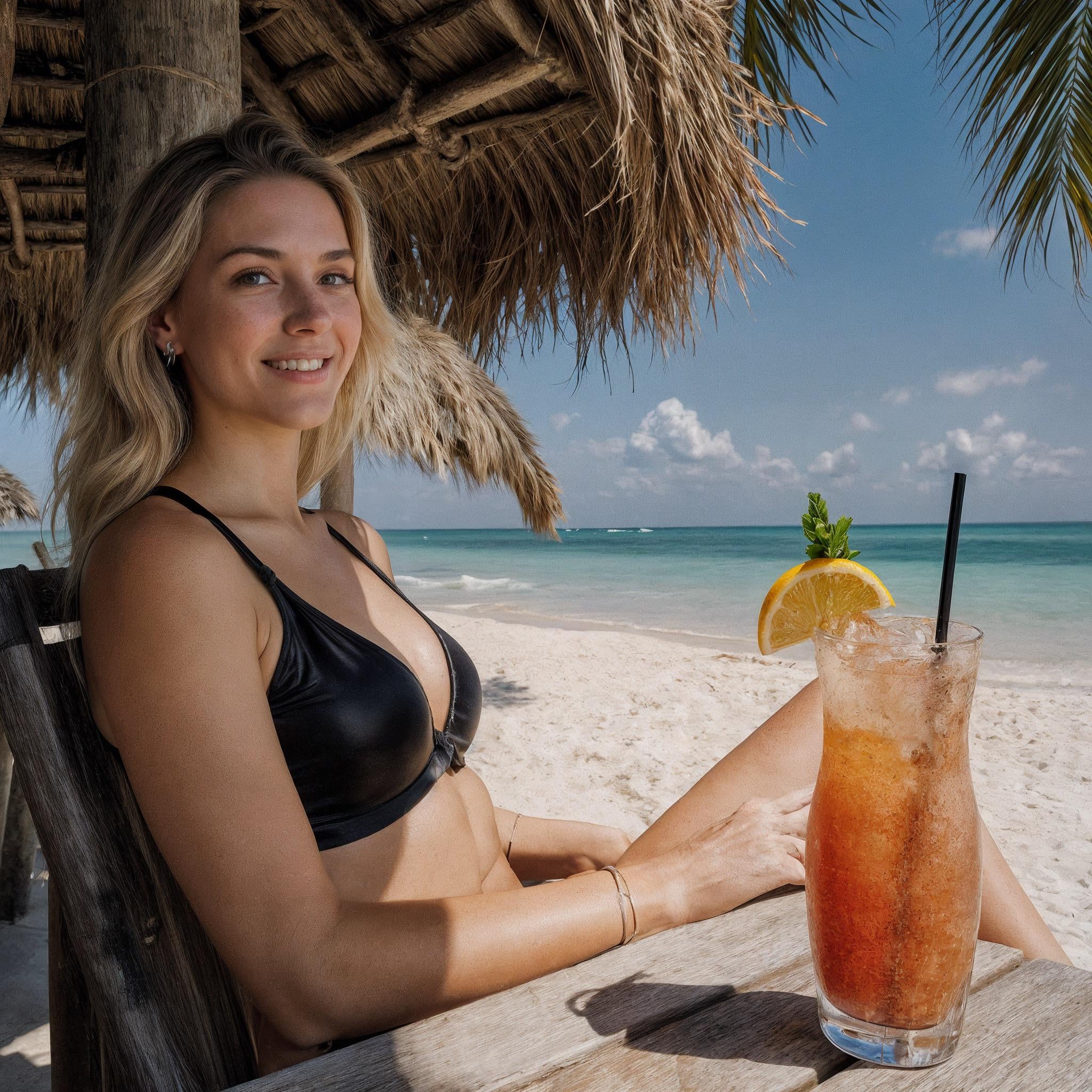 Tropical Beach Tiki Hut Cocktail Smile