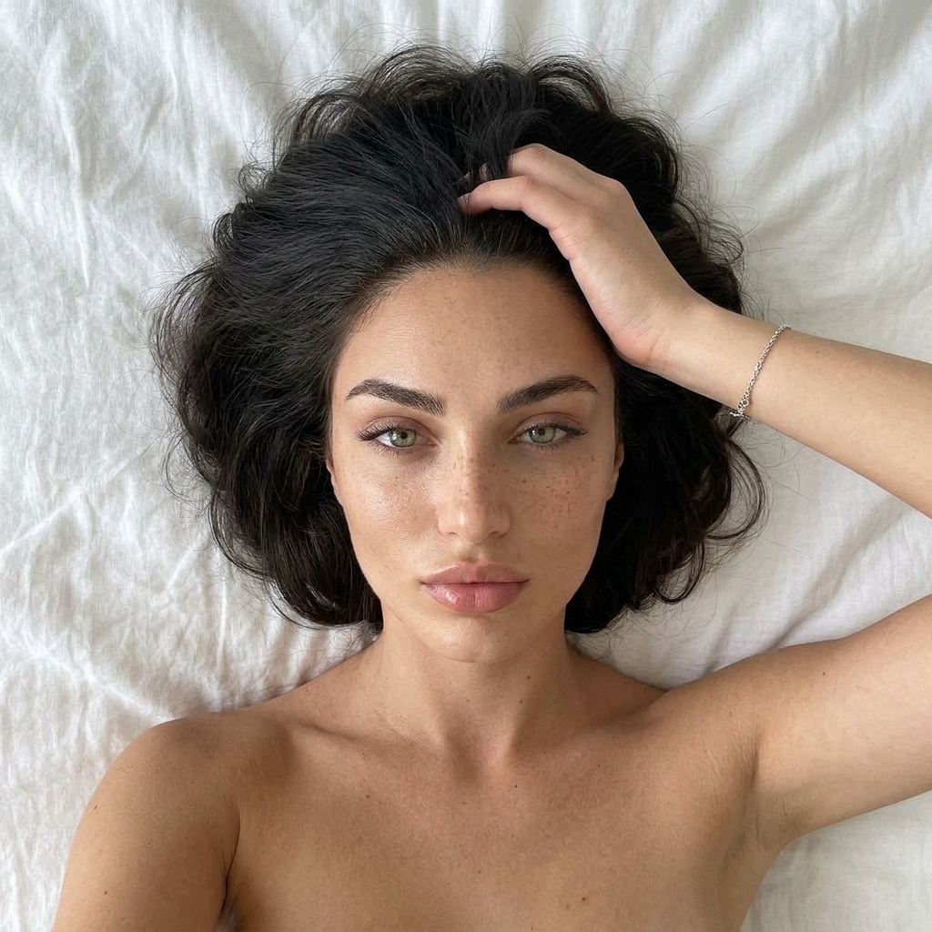 Nude Person Lying On White Soft Lighting