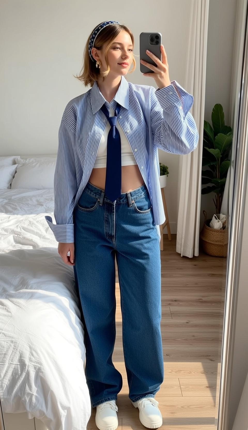 Striped Top and Jeans Bedroom Mirror