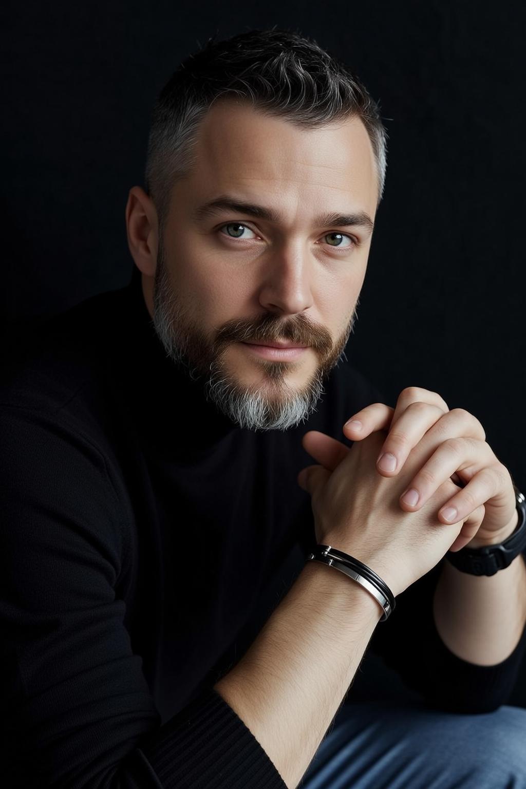 Black Turtleneck Clasped Hands