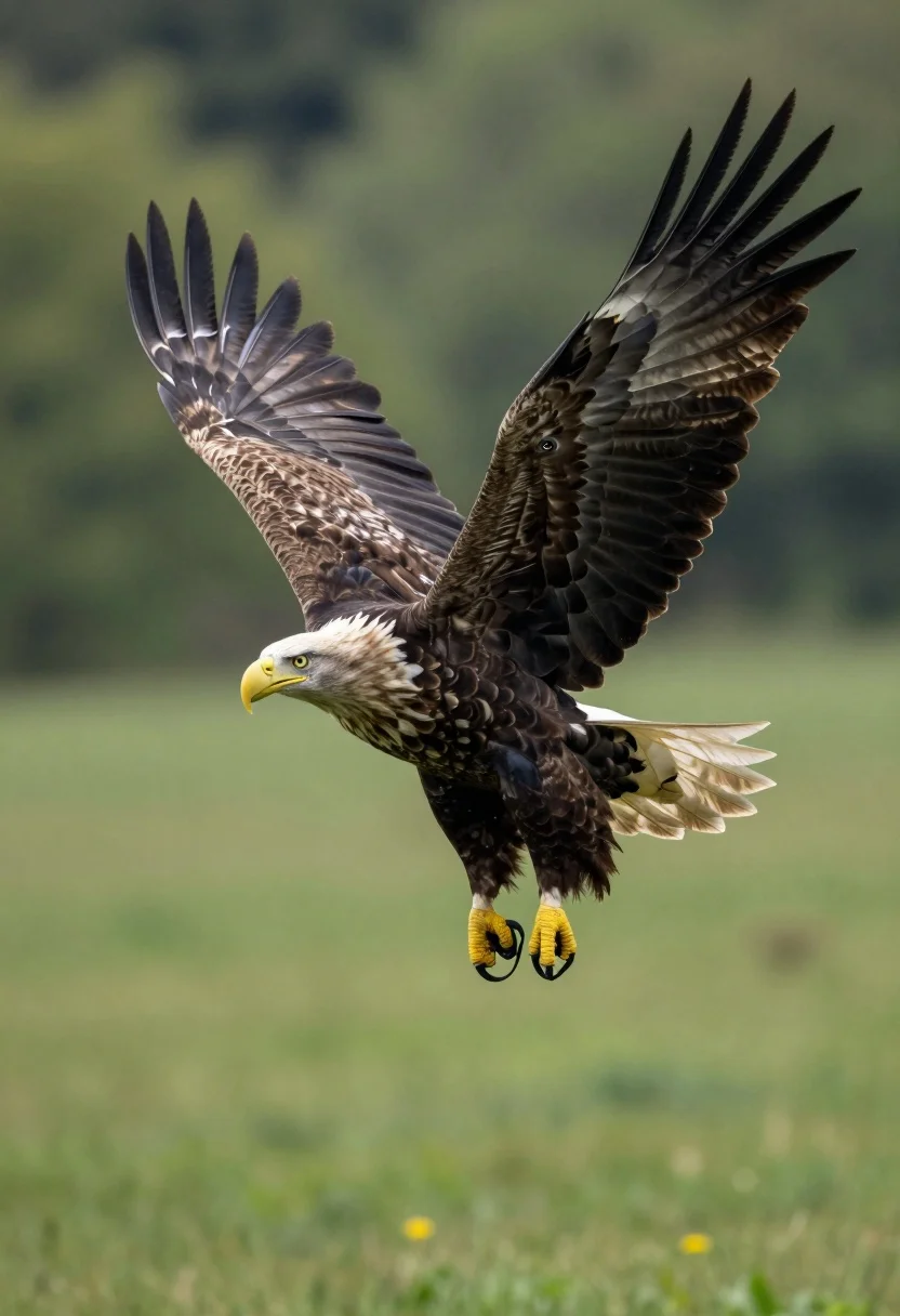 Majestic White-tailed Eagle Soaring Through The Air With Wings Fully