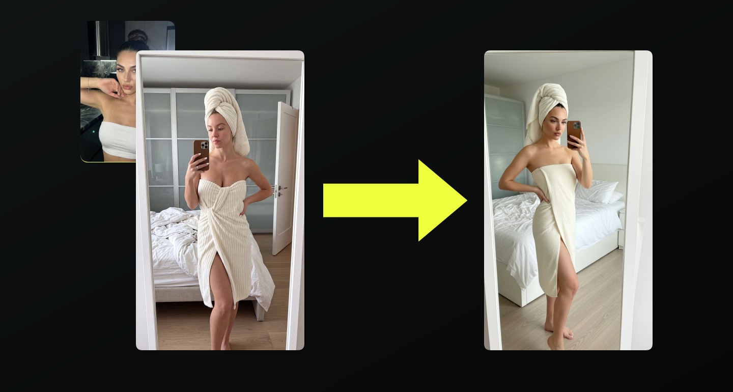 Lily remix walkthrough for Cream Towel Dress Bedroom Mirror Selfie