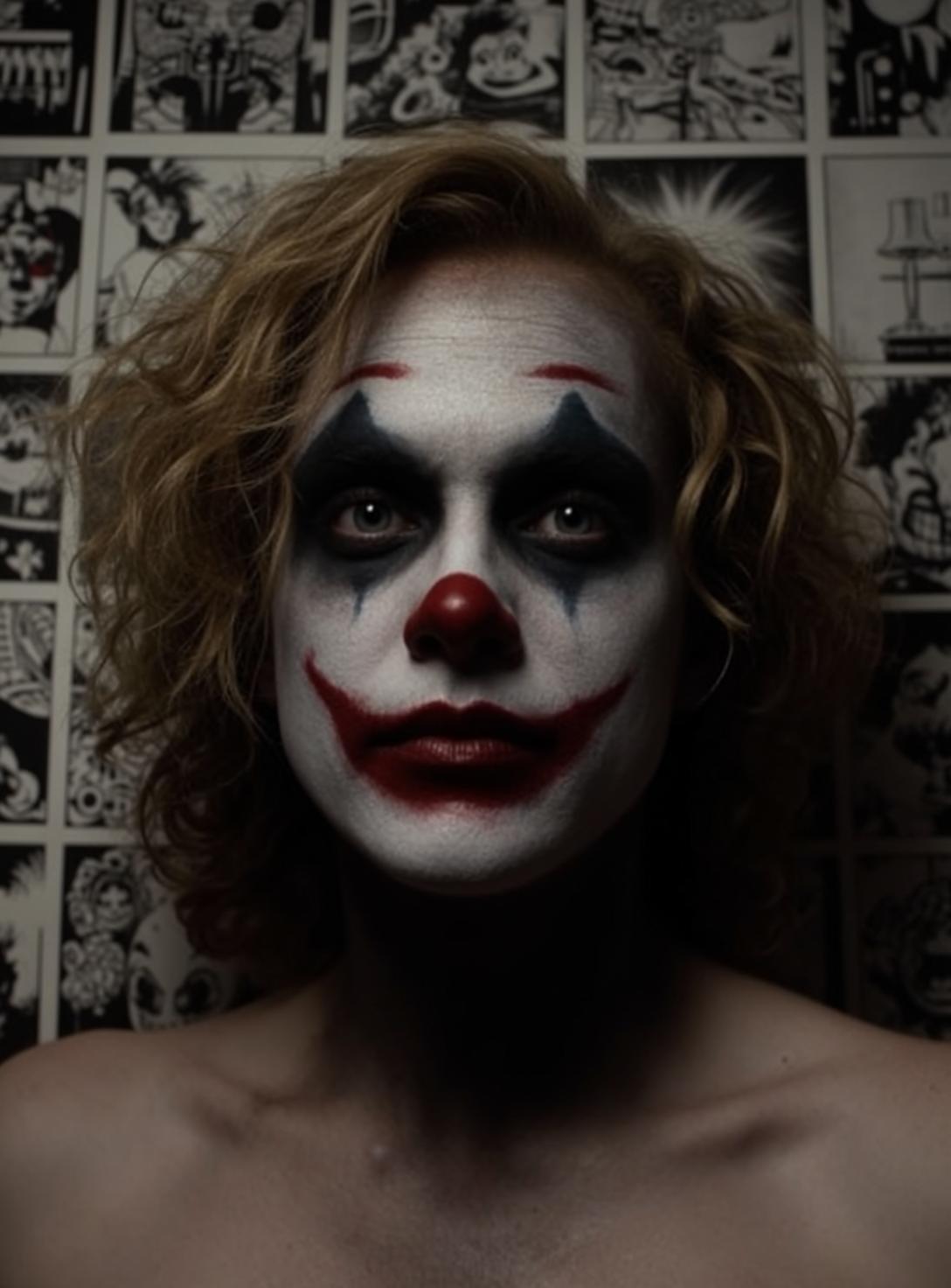 Halloween Makeup Clown Wavy Blonde Pale White
