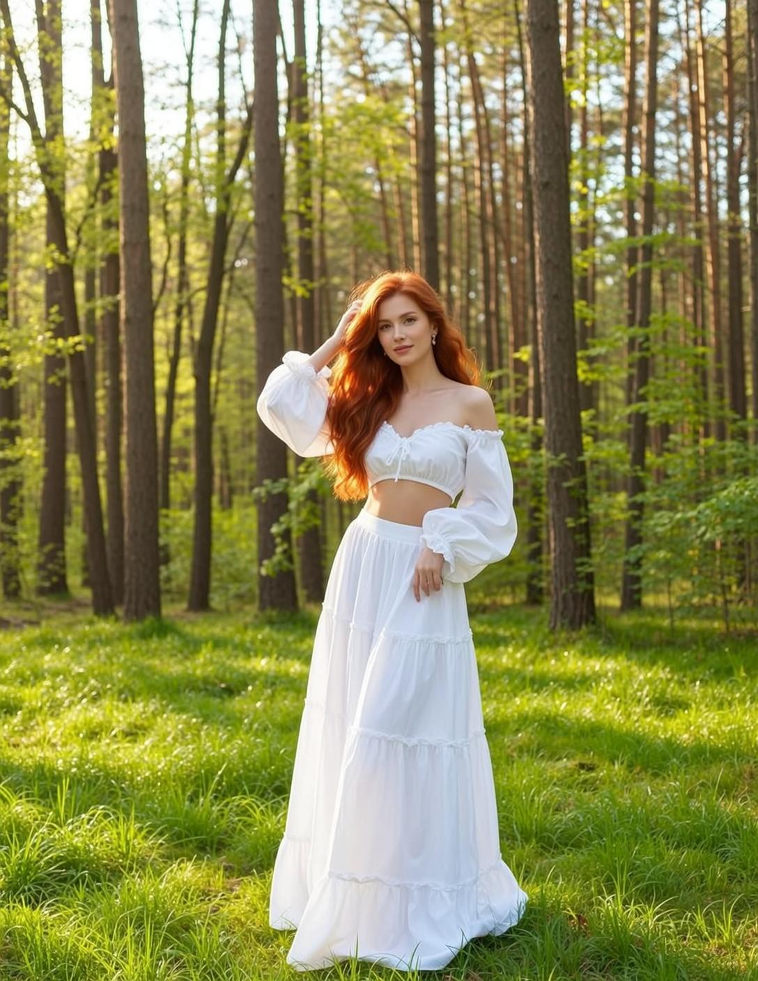 Fairycore Young Long Wavy Red Fair White