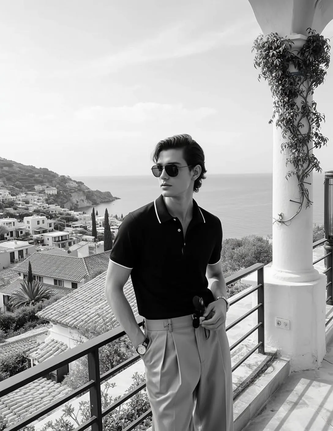Sunglasses On A Coastal Town Balcony
