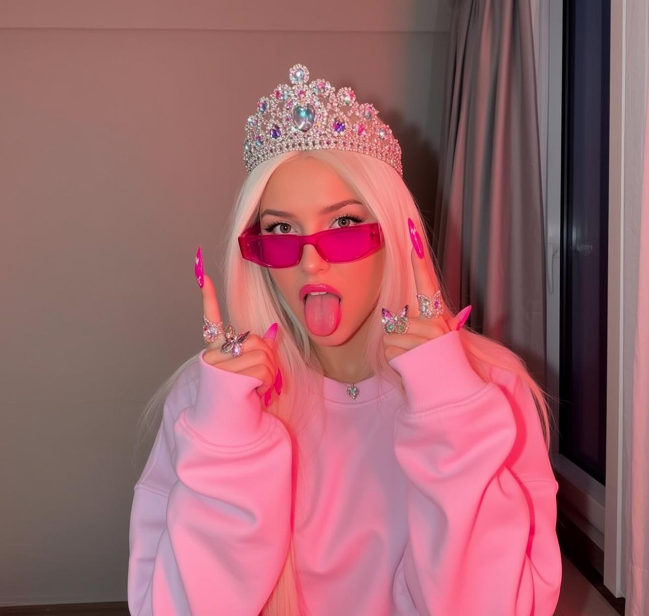 Pink Sunglasses Rock Pose