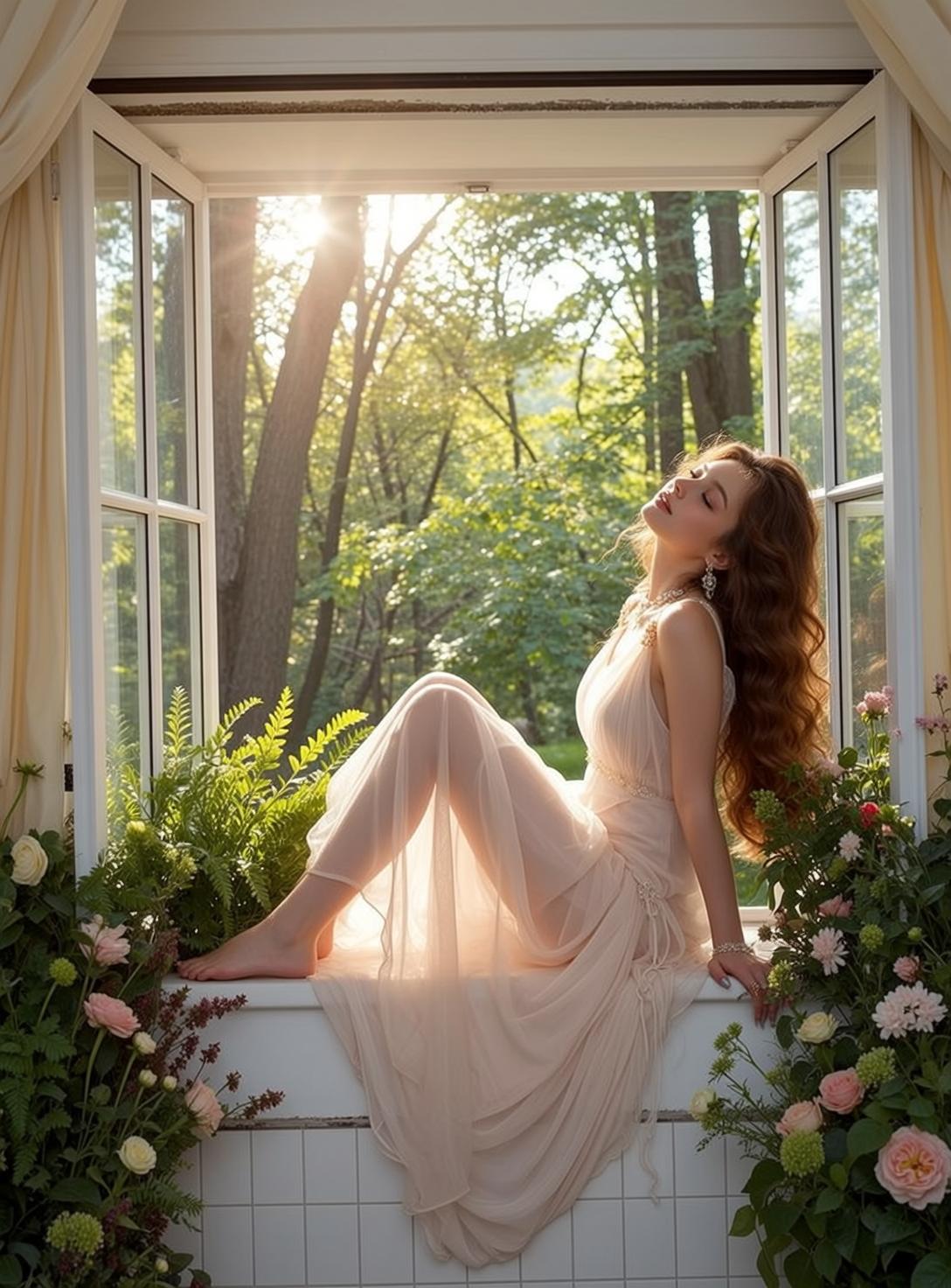 Pink Dress Window Sill
